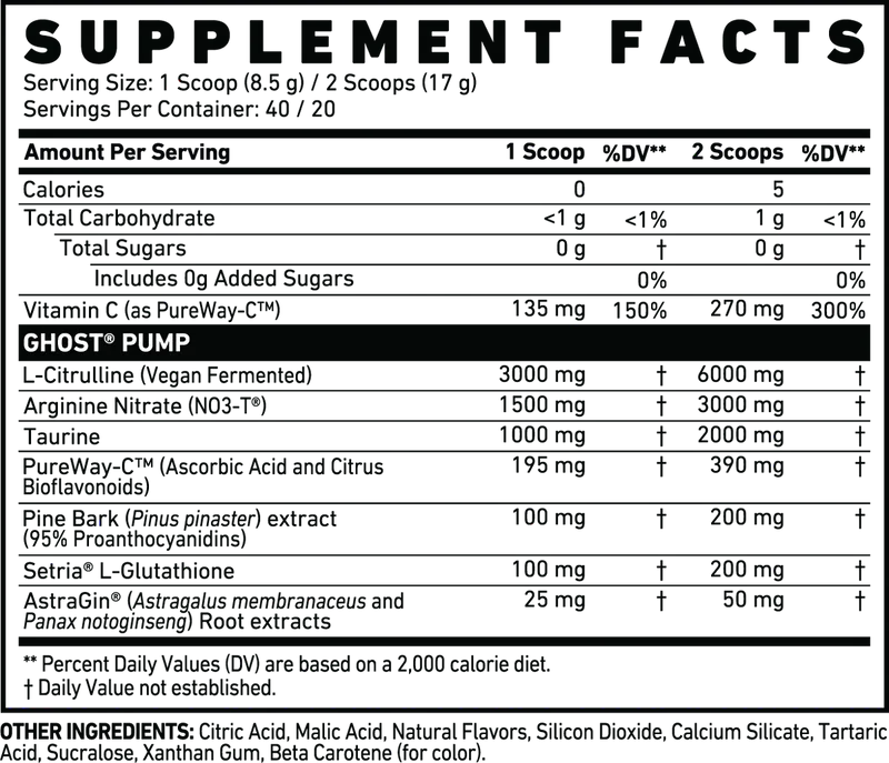 Ghost Pump V2 Nitric Oxide Pre Workout