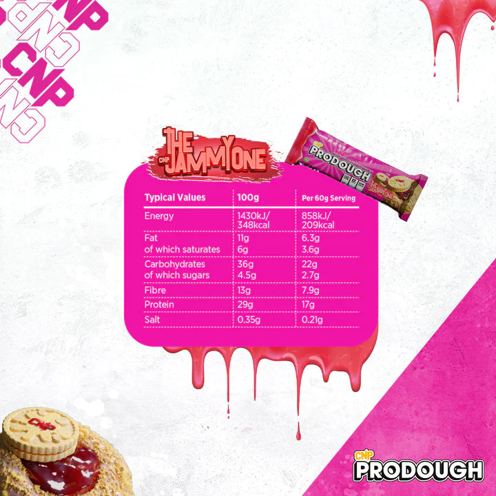 PRODOUGH DOUGHNUT BARS BOX - 12 X 60G THE JAMMY ONE CNP