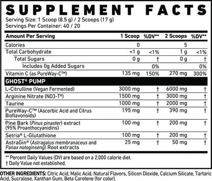 Ghost Pump V2 Nitric Oxide Pre-Workout